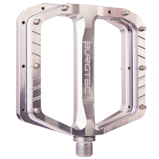 Burgtec MK5 Steel Flat Pedals Rhodium Silver 9/16"
