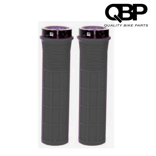 Qbp Mtb Lockon Black Flatbar Grips - Durable Grip Accessories