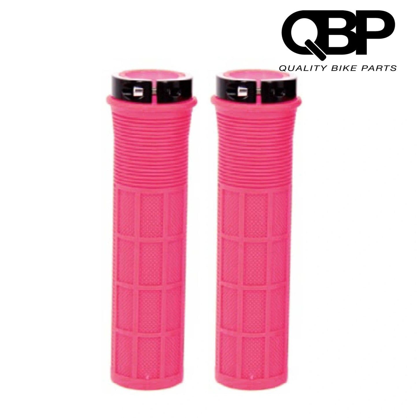 Qbp Pink Lockon Mtb Grips - Flatbar Grip Accessories