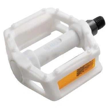 Qbp Plastic Kid 1/2" White Pedals - Durable Lightweight Design