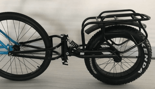 20" x 4" (FAT) Single wheel Cargo Trailer with Suspension & Pannier Racks. Steel Frame.MAXIMUM LOAD: 45kg MAX SPEED LOADED: 40kph