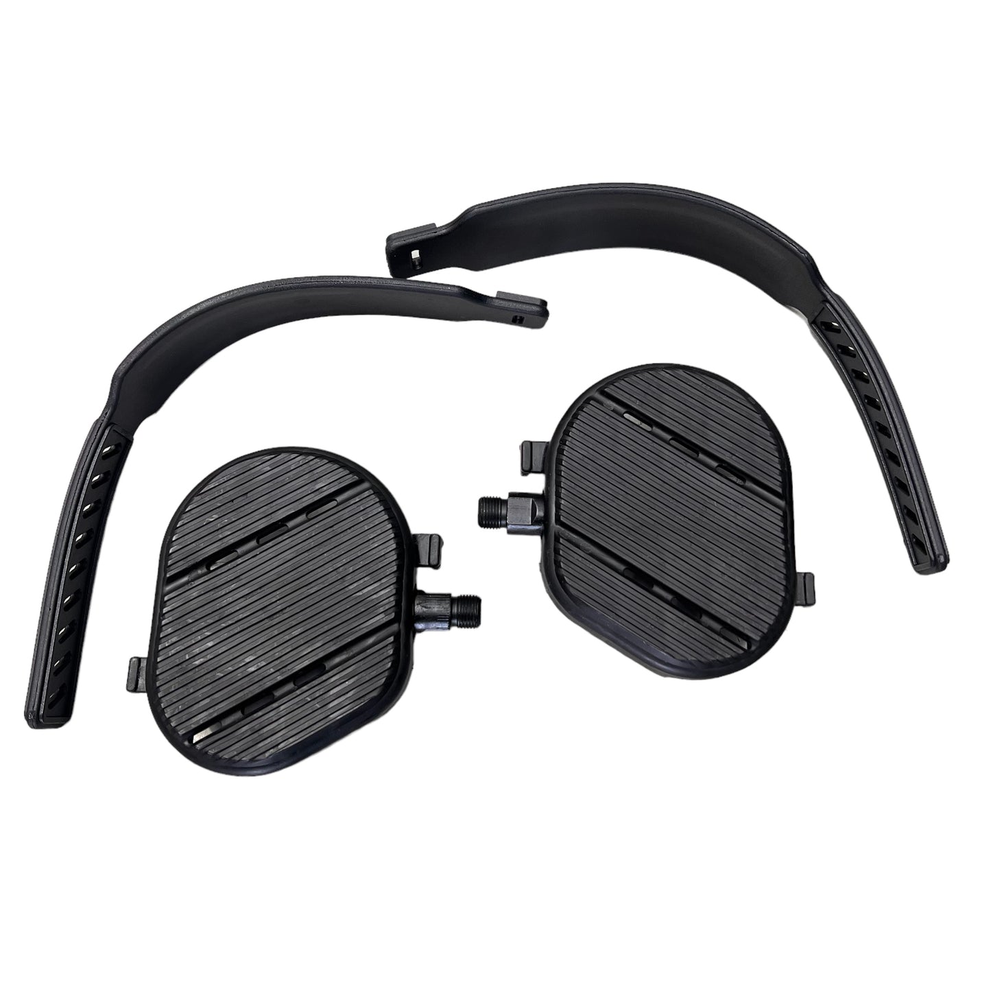 VP Exercise Bike Pedals 9/16" - Bottom Weighted, Adjustable Strap, Black