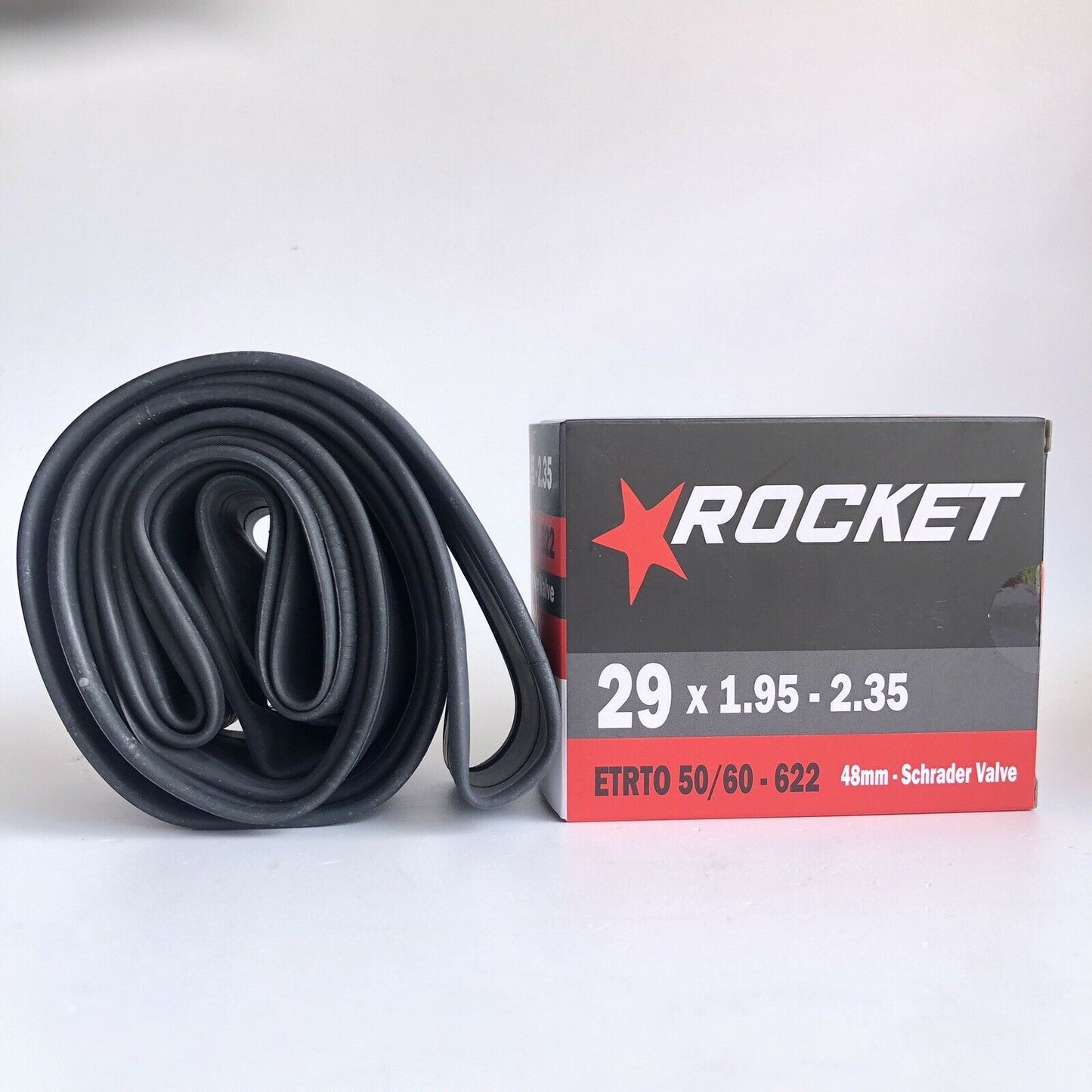 2x ROCKET- 29 x 1.90 - 2.35 Bike Tube Scradder Valve 48mm