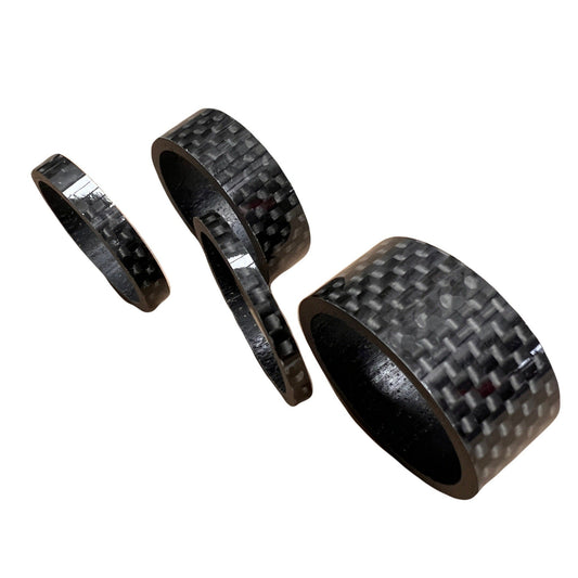 4 Pack Carbon Fibre Headset Spacers, 1 1/8" 28.6mm Gloss Black