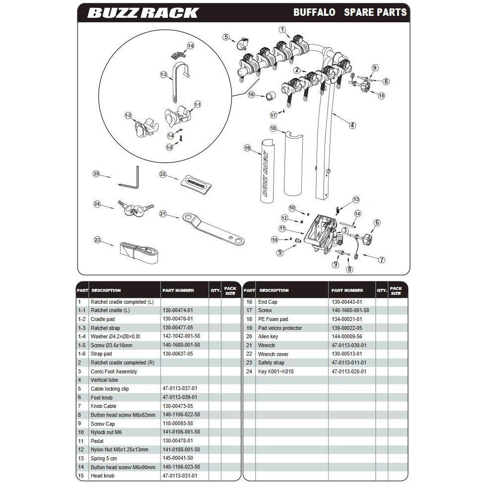 BUZZRACK Buffalo 4 Tow Ball Bike Rack - Dual Arm Design