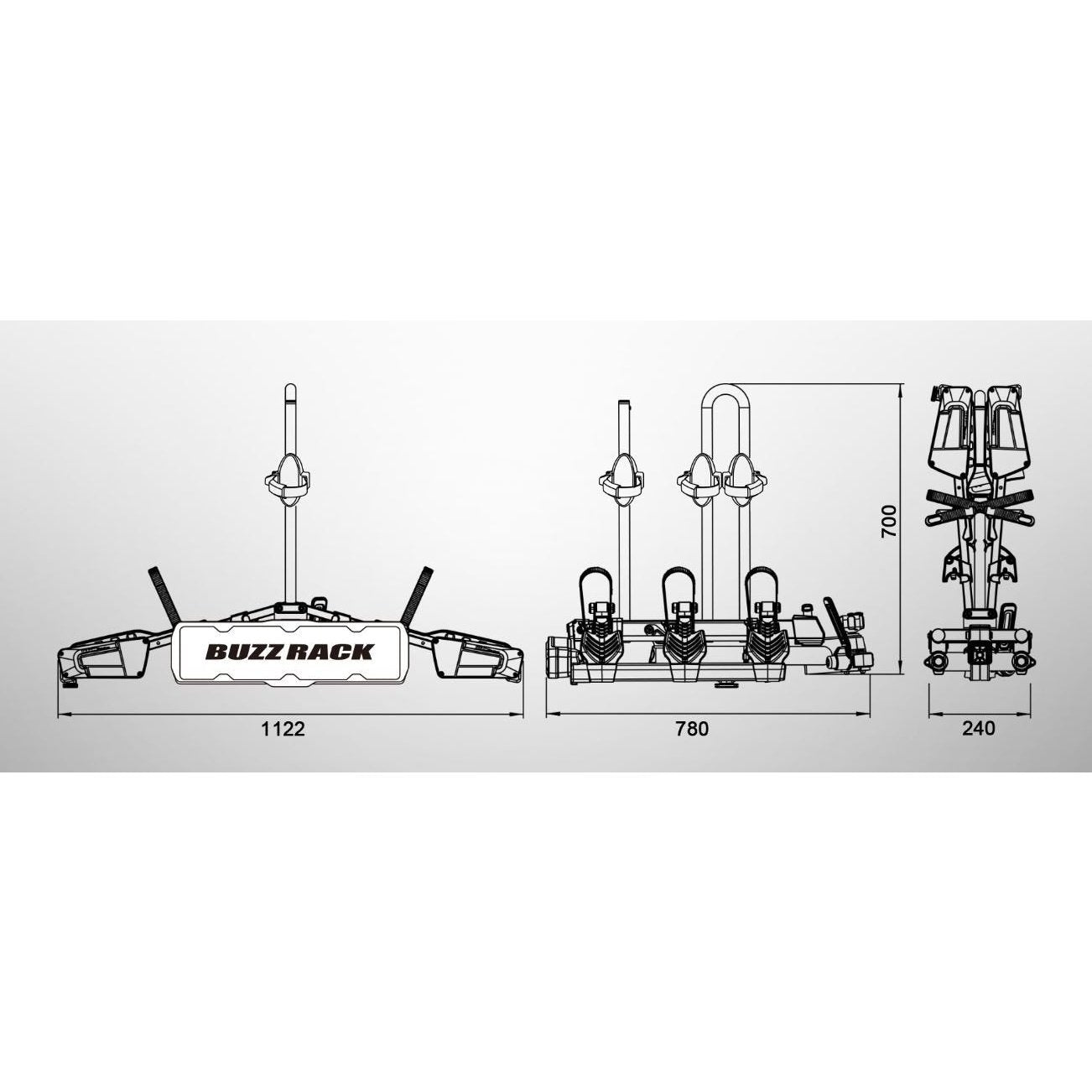 BUZZRACK Eazzy 3 Tow Ball Bike Rack - 3 Bike Platform