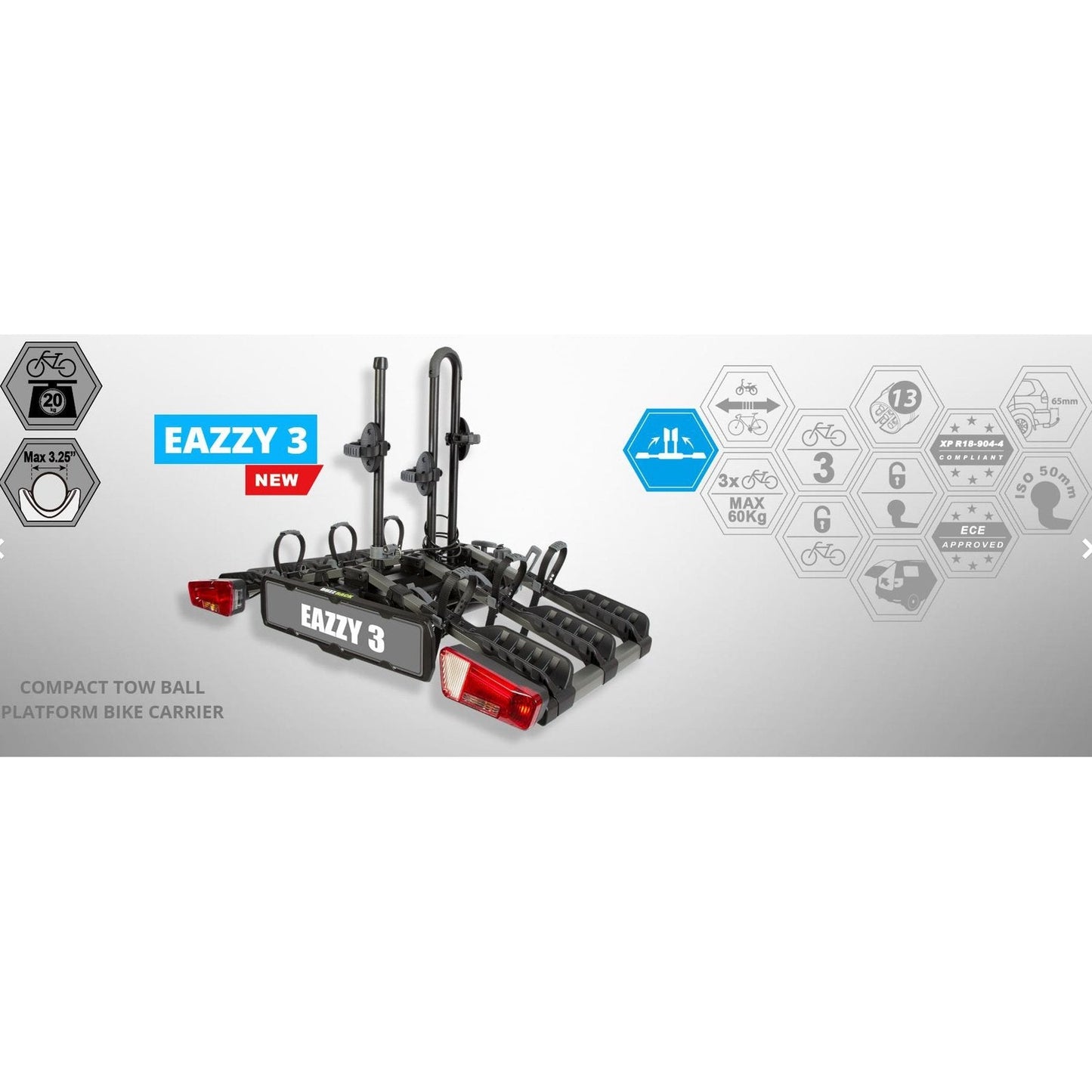 BUZZRACK Eazzy 3 Tow Ball Bike Rack - 3 Bike Platform