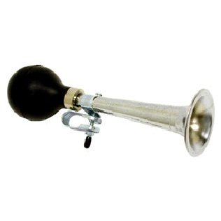 BikeLane Air Horn 22cm Silver Black Rubber Bulb - Loud Warning Sound for Cyclists