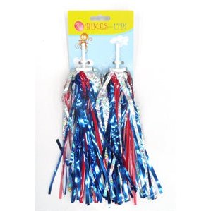BikesUp Grip Streamers for Bikes - Silver, Red & Blue STREAMERS