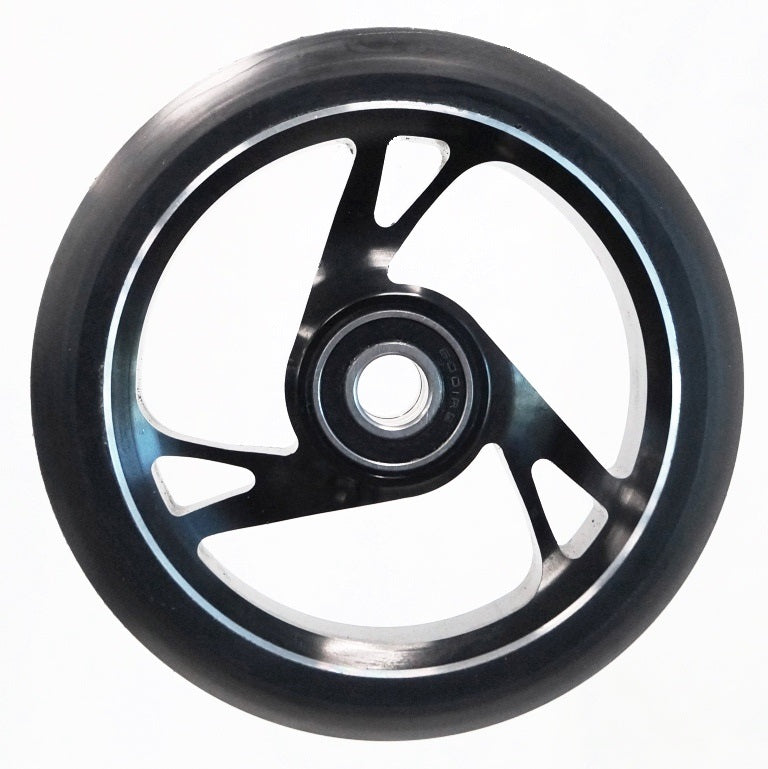Bulletproof Alloy Core Scooter Wheel - 125mm Diameter, 30mm Wide, ABEC-9 Bearing, 12mm Axle, BLACK Core