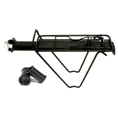 CARRIER Rear Carrier Seat Post Mount, QR, Alloy, Rubber Shims, Black, 5kg Load Limit