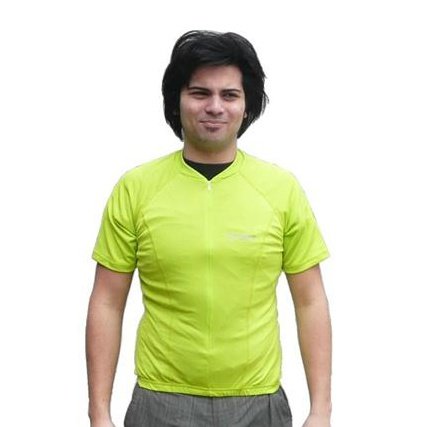 COMO SPORTS Short Sleeve Jersey - Green, Small, 3/4 Zip, 3 Rear Pockets