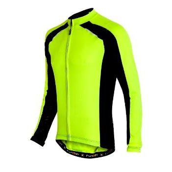 FUNKIER Firenze-K Kids Thermal Jersey - Neon Yellow Full Zip Long Sleeve