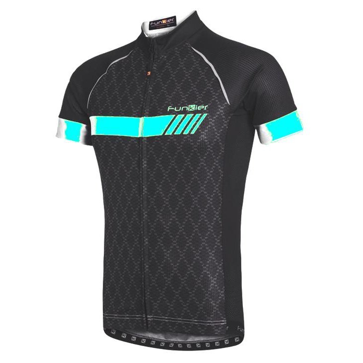 FUNKIER TIVOLI PRO Kids Jersey - Black/Teal, Short Sleeve, Full Zip, Size 14
