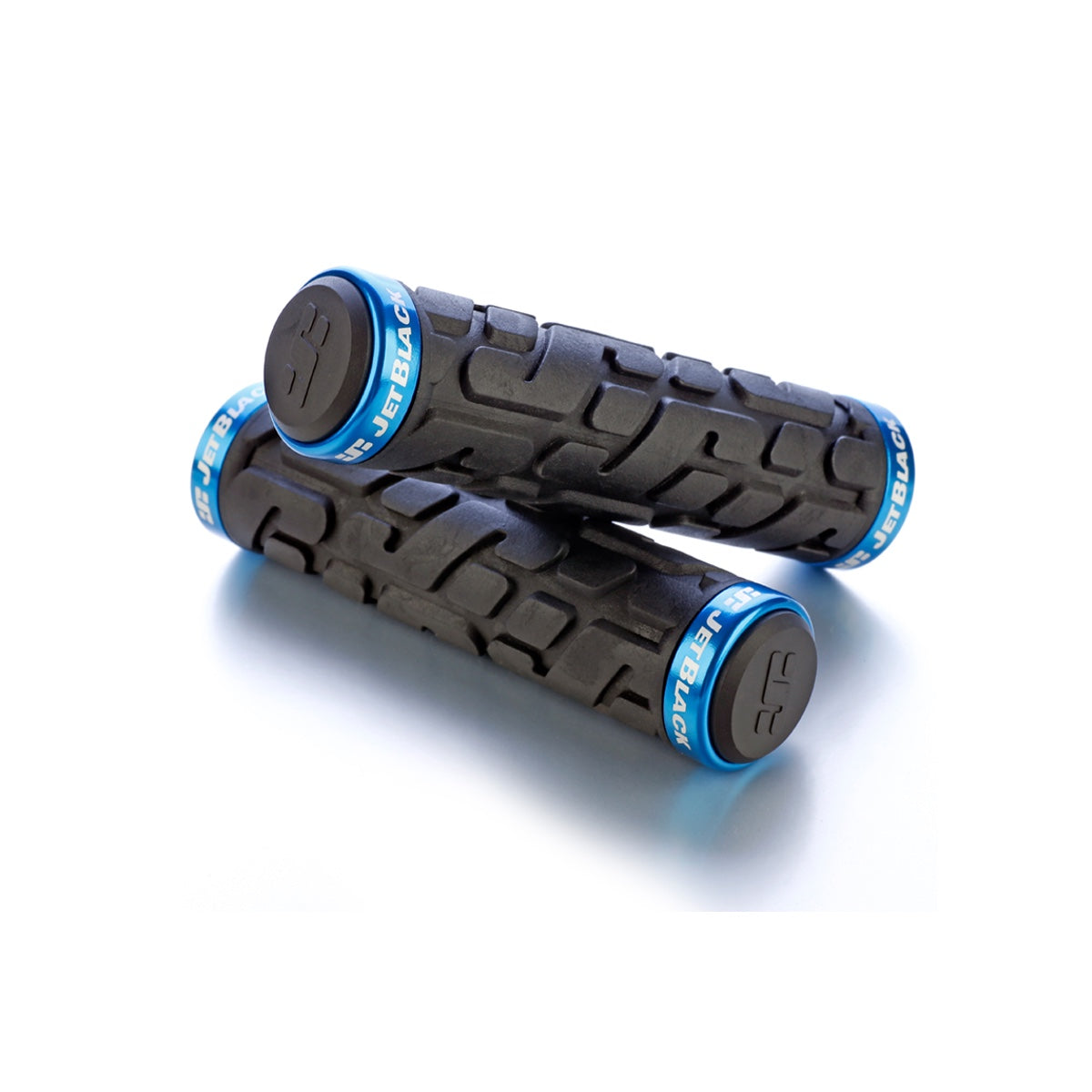 JetBlack Rivet Lock On Grips - Black/Cyan Rings