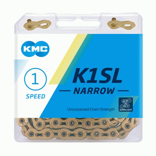KMC K1 SL Ti-N Gold Chain - Single Speed Lightweight 112 Links