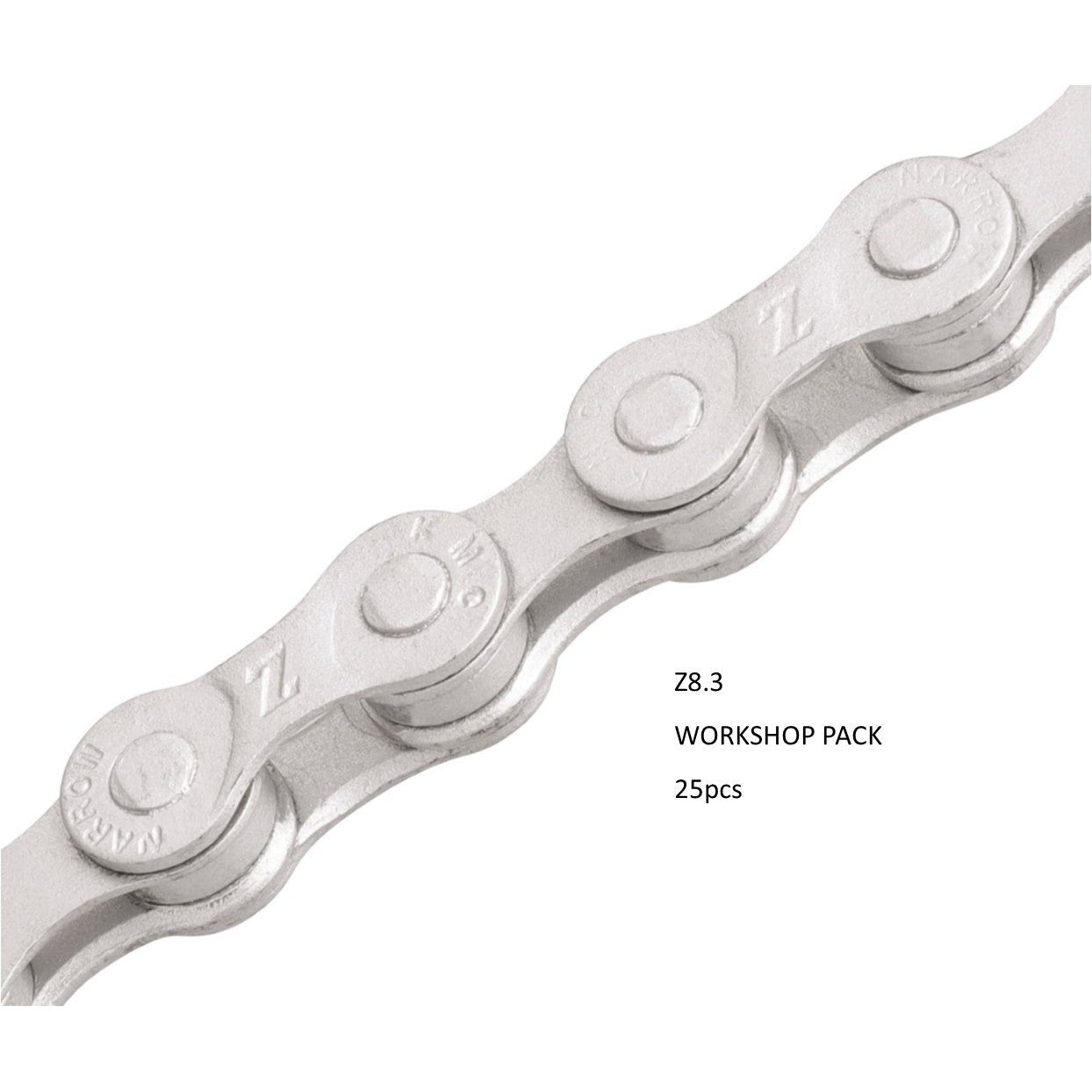 KMC Z8.3 Chain Workshop Box - 6-8 Speed, 116L, Silver, w/Connect Link & 25 Chains