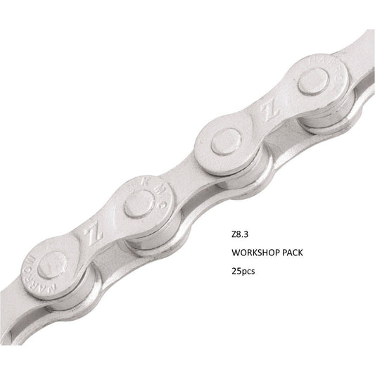 KMC Z8.3 Chain Workshop Box - 6-8 Speed, 116L, Silver, w/Connect Link & 25 Chains