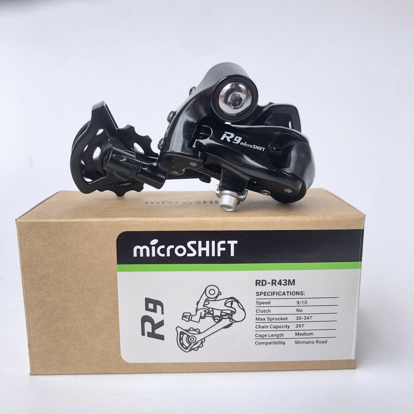 MicroSHIFT R9 Road Rear Derailleur, Medium Cage, 2x9/10 - Foto 6