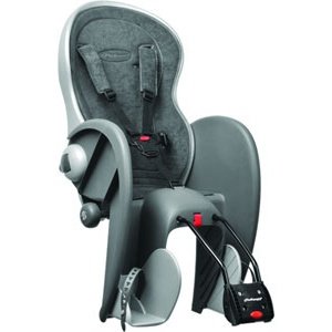 Polisport Wallaby Deluxe Baby Seat - Quick Release, Adjustable Safety Harness, Grey/Silver