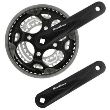 Sunrace Alloy Chainwheel Set 48/38/28T with Clear Guard - 170mm, 7/8 Speed, Black