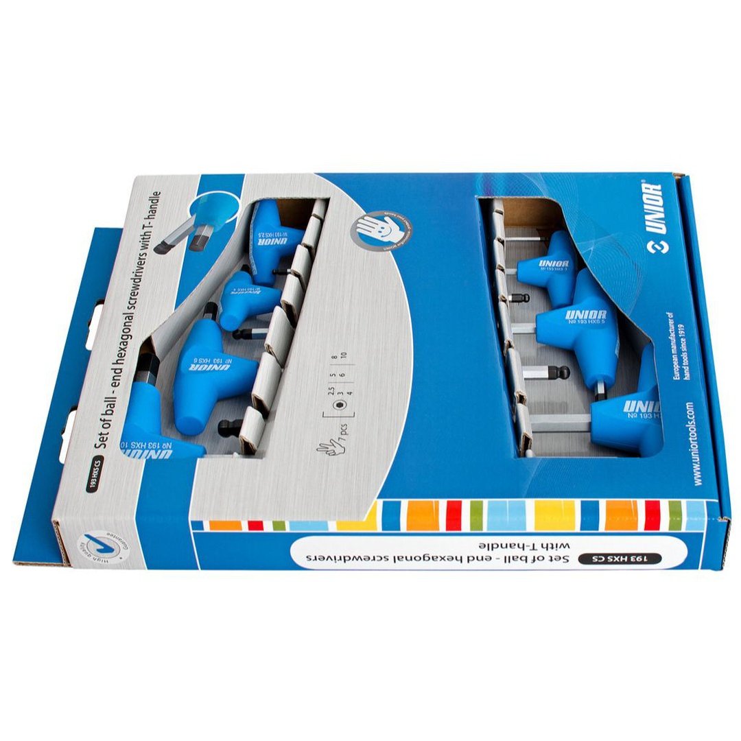 Unior Box-Set of BALL END, T-Handle HEX Allen Keys 7pcs 609337