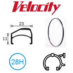 Velocity Synergy OC 17" Rim - 28H - Black Anodised - Presta Valve - Rim Brake Compatible