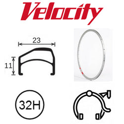 Velocity Synergy OC 700c Rim - 32H, Presta Valve, Rim Brake, Silver Anodised