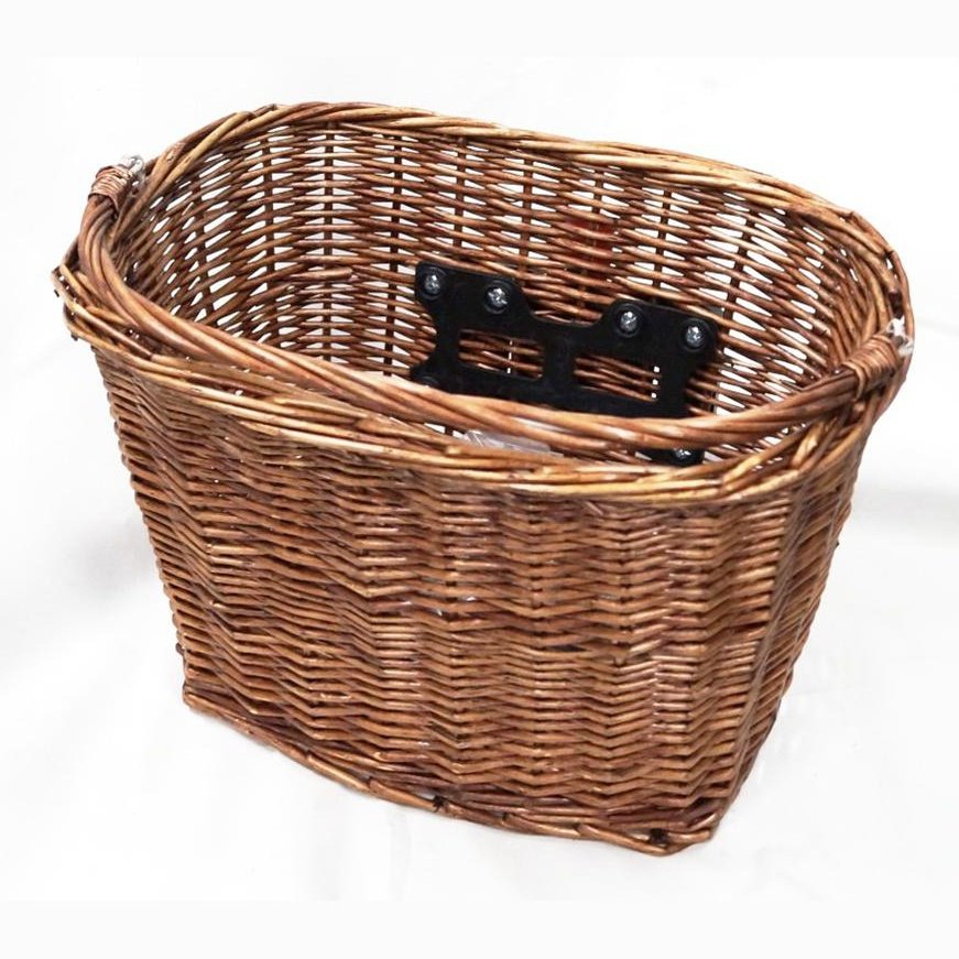 Wicker Front Basket with Quick Release and Handle - 350mm x 260mm x 220mm