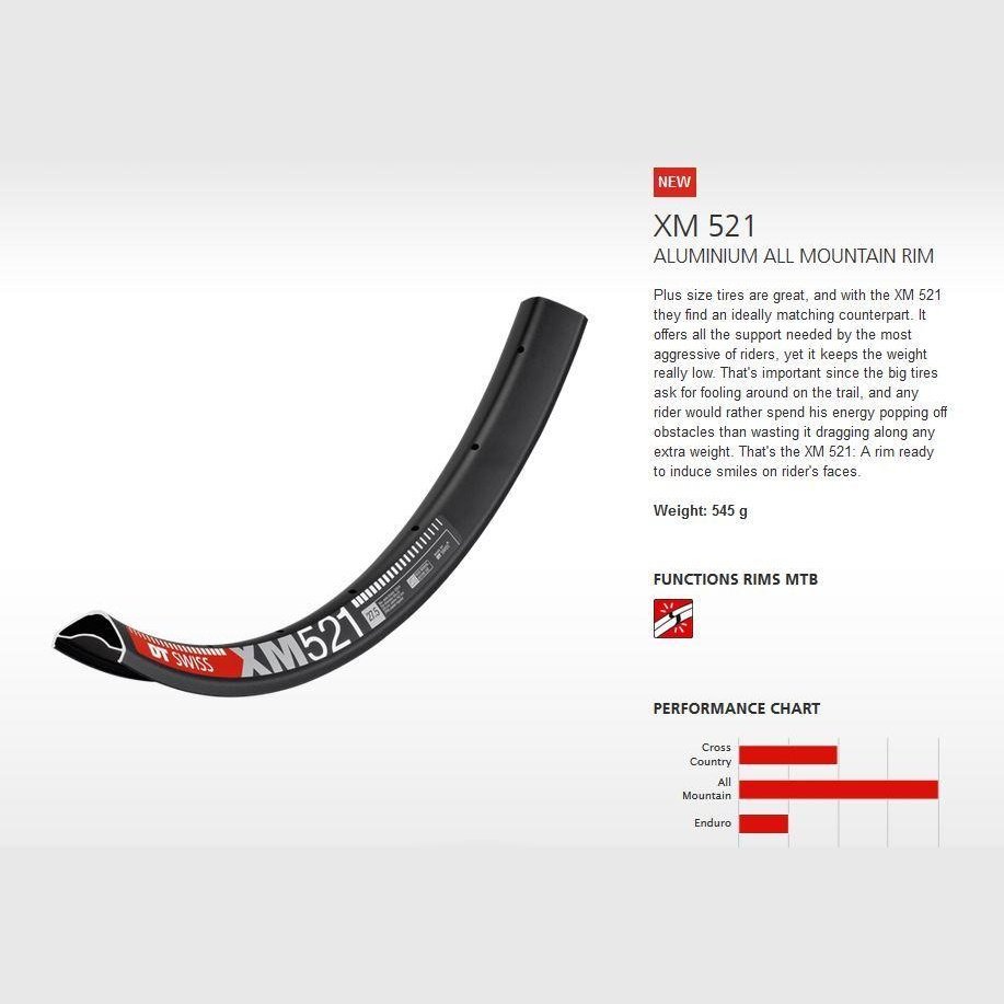 Dt Swiss RIM XM521 27.5 28H 35 wide