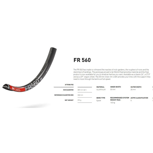 Dt Swiss Rim FR560 26 32H 30 wide