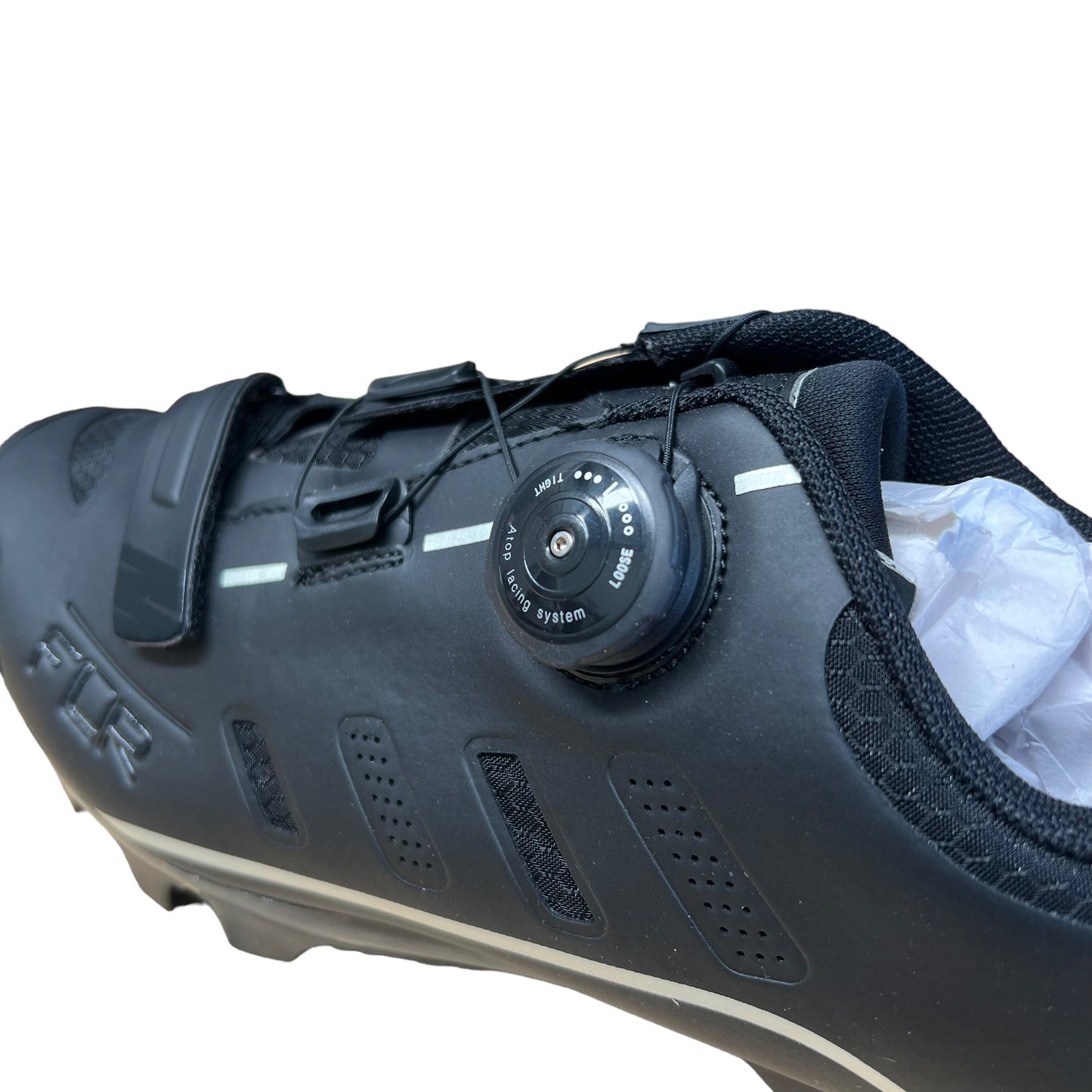FLR Shoes F-75-II Elite MTB Shoes - Carbon Plate, Single Dial, Size 44, Black