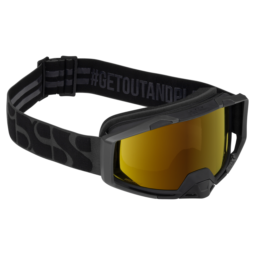 iXS Trigger Goggles Black Frame Mirror Gold Lens