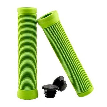 Kwt Ribbed Grips 145Mm - Green Flatbar Grips