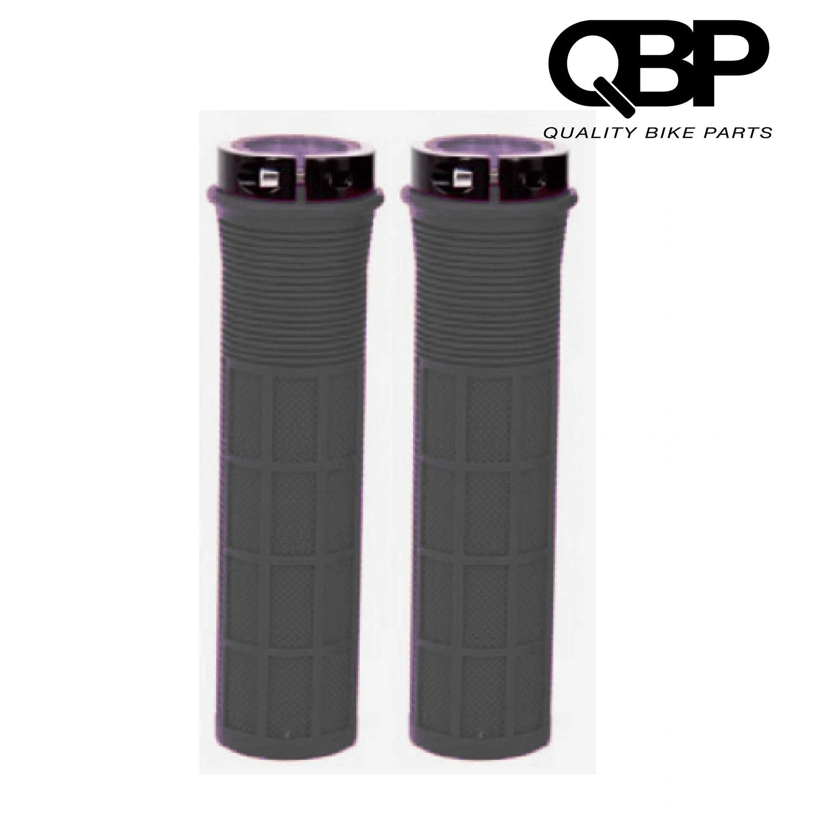 Qbp Mtb Lockon Black Flatbar Grips - Durable Grip Accessories