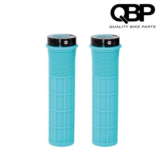 Qbp Sky Blue Lockon Mtb Grips - Flatbar Accessories Included
