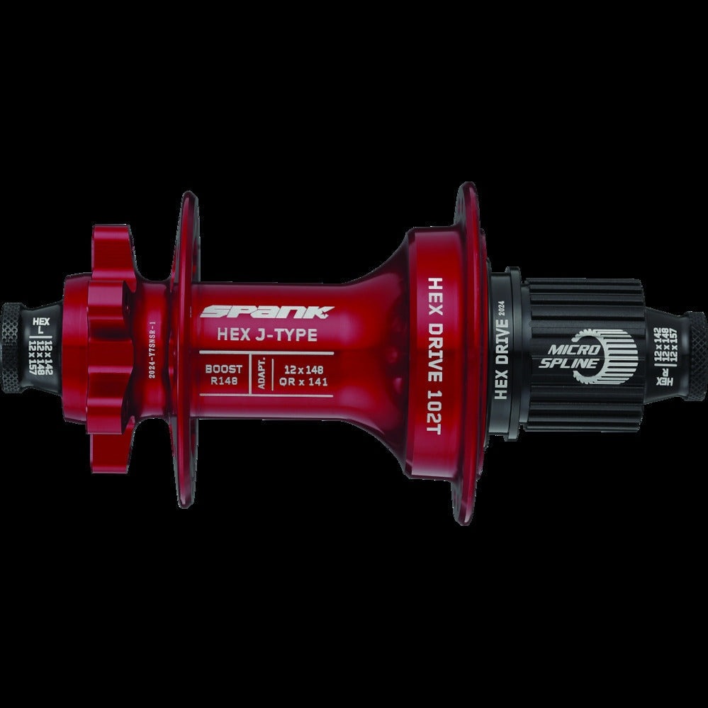 Spank Hex Drive 102T Boost Rear Hub 32H Red No Freehub Copy