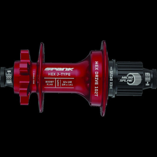 Spank Hex Drive 102T Boost Rear Hub 32H Red No Freehub Copy