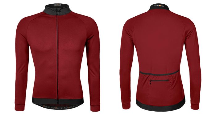 FUNKIER Parma Men-s Thermal Jersey - Red, Full Zip, Long Sleeve, Large