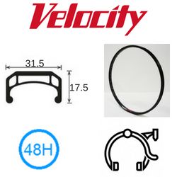 Velocity Psycho 29er Rim - 48H - Black Eyeleted - Presta Valve