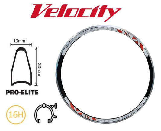 Velocity Pro-Elite 700C Rim - Black ANO MSW