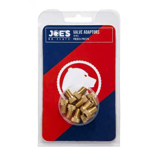 2 x JOES NO-FLATS Presta Valve Brass Adaptor 2 piece to Schrader Car Auto