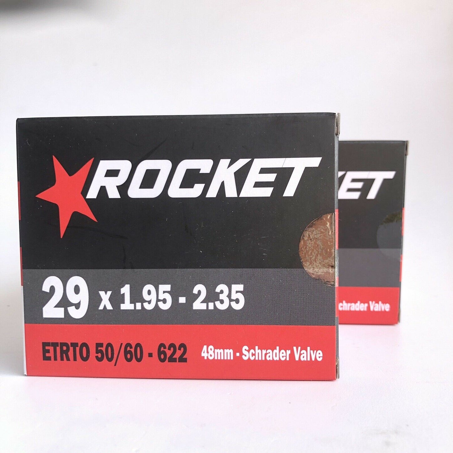 2x ROCKET- 29 x 1.90 - 2.35 Bike Tube Scradder Valve 48mm