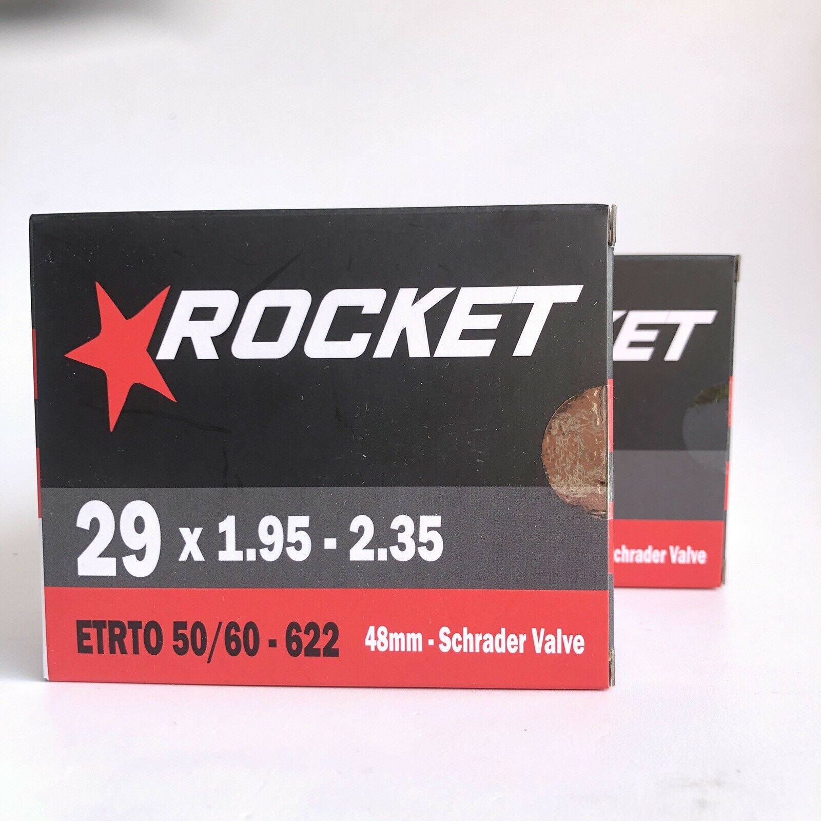 2x ROCKET- 29 x 1.90 - 2.35 Bike Tube Scradder Valve 48mm