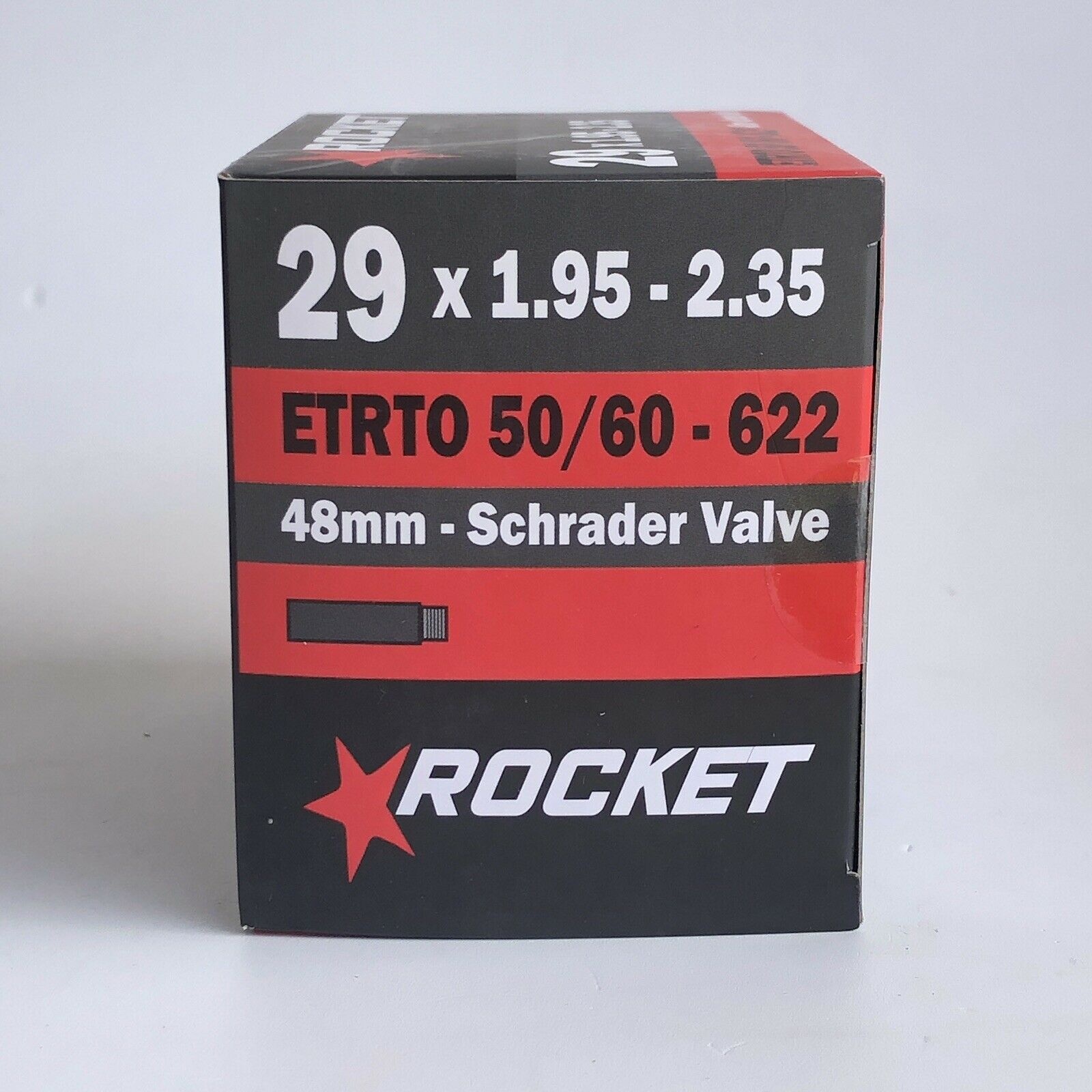 2x ROCKET- 29 x 1.90 - 2.35 Bike Tube Scradder Valve 48mm