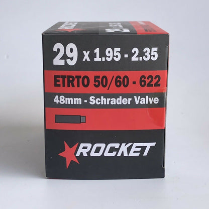 2x ROCKET- 29 x 1.90 - 2.35 Bike Tube Scradder Valve 48mm