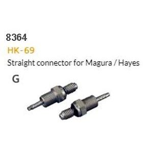 Alligator Magura/Hayes HK-69 Hydraulic Hose Fitting - Straight Connector, M8 x 34.5L, Stainless 10 Pack