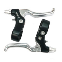 Alloy Brake Levers for Caliper Brakes - 2 Finger Type, Black & Silver Pair