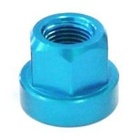 Alloy Hub Axle Nut - Blue, 3/8" Flange Type