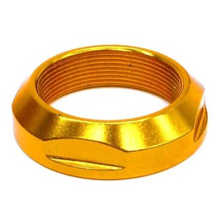 Alloy Lock Nut - Gold Finish, 1 1/8" OD, 25.4mm ID